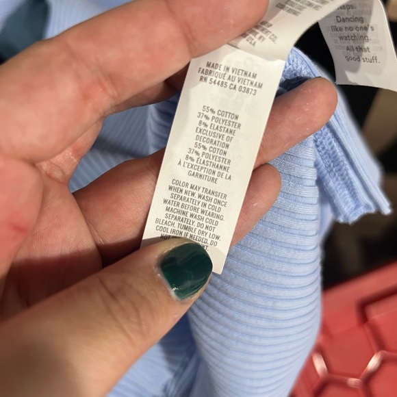 AERIE ribbed Henley Long Sleeve Blue Medium - Picture 5 of 5